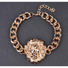 Hot Gold Tone Lion Head Link Chain Bracelet