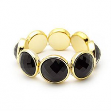 Fashion Black Big Round Bead Stretch Bracelet 